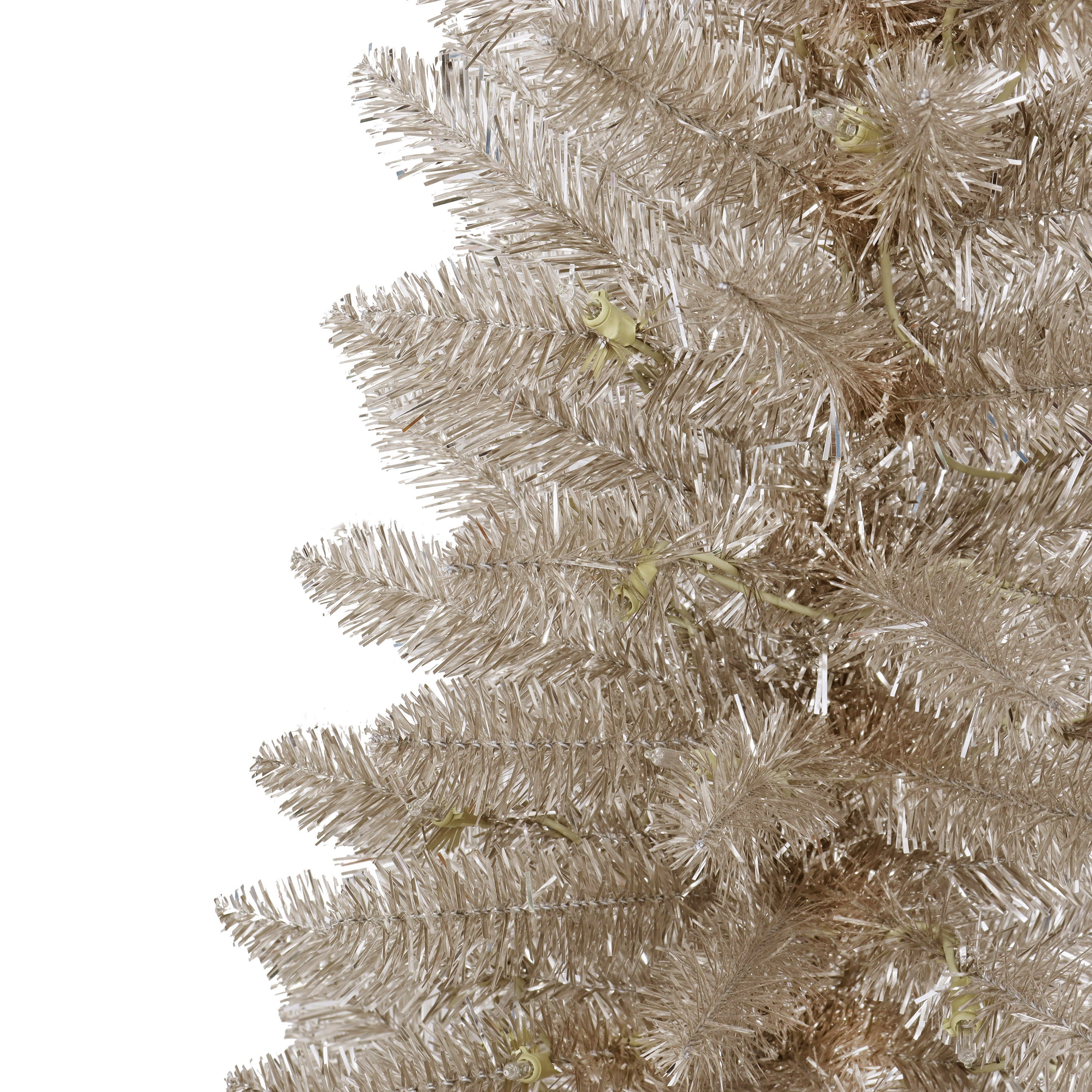 7ft Pre-Lit Rose Gold Tinsel Tree